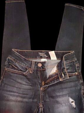 Time and Tru Dark Wash Distressed Skinny Jeans